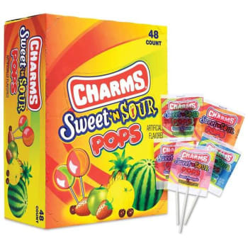 Charms Sweet And Sour Pop, 1.95 Lb, Assorted Flavors, 48/box