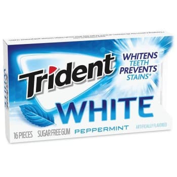Image for Trident Sugar-Free Gum, White Peppermint,16 Pieces/pack, 9 Packs/box from HD Supply