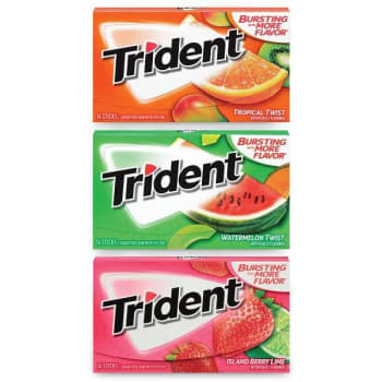 Image for Trident Sugar-Free Gum, Fruit Variety, 14 Pieces/pack, 20 Packs/box from HD Supply