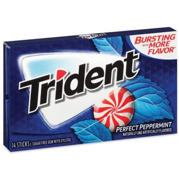 Trident Sugar-Free Gum, Perfect Peppermint, 14 Pieces/pack, 9 Packs/box