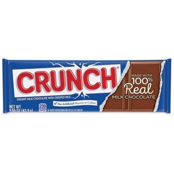 Nestle Crunch Bar, Individually Wrapped, 1.55 Oz, 36/box