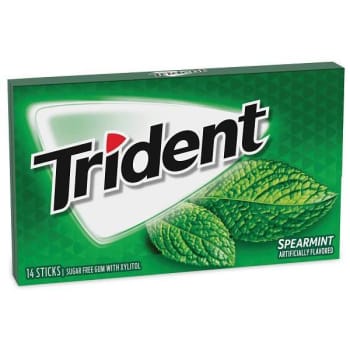 Image for Trident Sugar-Free Gum, Spearmint, 14 Pieces/Pack, 12 Packs/Box from HD Supply