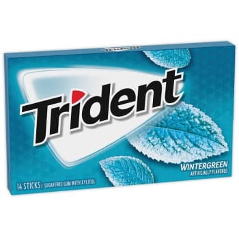 Trident Sugar-Free Gum, Wintergreen, 14 Sticks/pack, 12 Pack/box