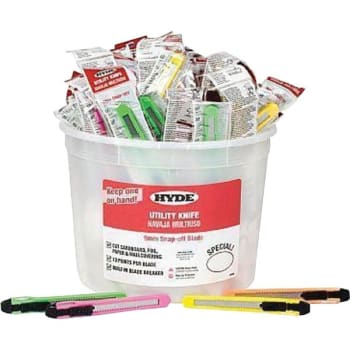 Image for Hyde 49696 9mm 13Pt Assorted Colors Snap Off Knife Bucket, Package Of 50 from HD Supply
