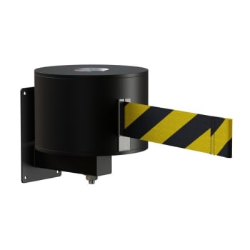 Image for Montour Line Wardenline 75' Fixed Wall Mount Yellow & Black Diagonal Belt from HD Supply
