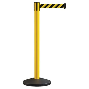 Image for Montour Line Crowd Control Retractable Belt Barrier With Black & Yellow Belt from HD Supply