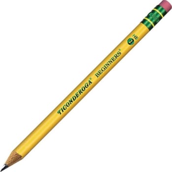Ticonderoga® by Dixon® HB #2 Yellow Beginners Wood Pencil With Eraser, Pack Of 12
