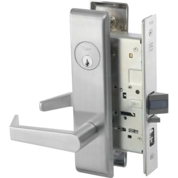 Image for Yale Entrance Function Mortise Lockset, 8800, Escutcheon Plate Satin Chrome from HD Supply
