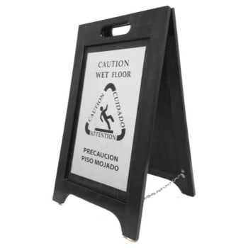 Image for Hospitality 1 Source Wet Floor Sign, Black Wood, Nickel Plate, Case Of 2 from HD Supply