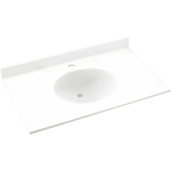 Swan® White Ellipse Solid Surface Single Bowl Vanity Top 22" X 43"