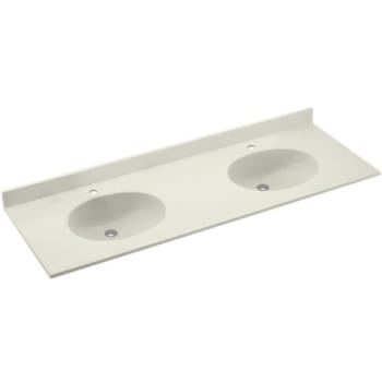 Image for Swan® Bisque Ellipse Solid Surface Double Bowl Vanity Top 22" X 61" from HD Supply