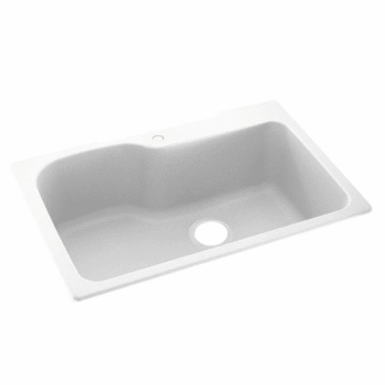 Swan® White Solid Surface Single Bowl Kitchen Sink 33" X 22"