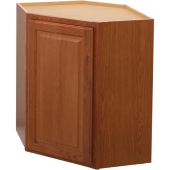 Image for Hampton Bay Hampton Assembled 24x30x12" Diagonal Corner Kitchen Cabinet Med Oak from HD Supply