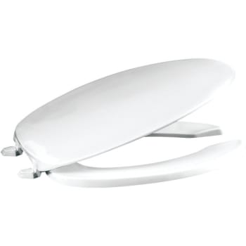 Image for Premier Elongated Open Front Plastic Toilet Seat With Lid In White from HD Supply
