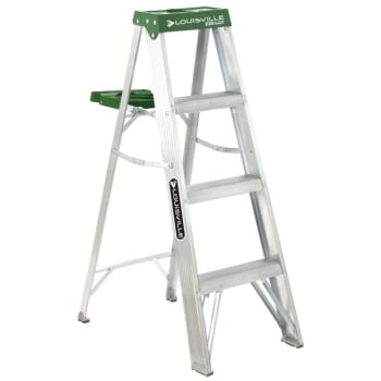 Louisville Ladder° AS4000 225 Lb Aluminum Step Ladder With Molded Pail Shelf 4'