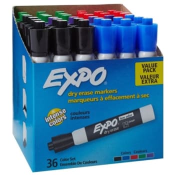 Image for Expo® Low-Odor Dry-Erase Markers, Chisel Point, Assorted Colors, Package Of 36 from HD Supply
