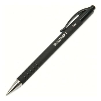 Skilcraft® Rubberized Barrel Retractable Ballpoint Pen, Black Ink, Box Of 12