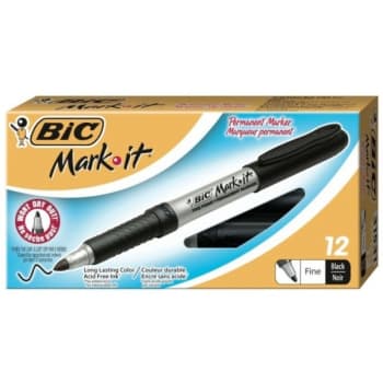 Image for BIC® Mark-It® Permanent Markers, Black, Pack Of 12 from HD Supply