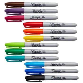 Sharpie® Permanent Fine-Point Markers, Assorted Colors, Package Of 12