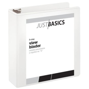 Image for Just Basics D-Ring View Binder, 3" Rings, 38% Recycled, White from HD Supply