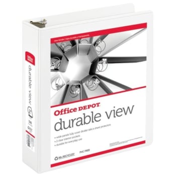 Office Depot® Brand Durable View Slant-Ring Binder, 2", 39% Recycled, White