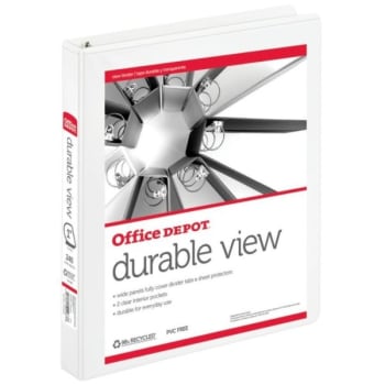 Image for Office Depot® Brand Durable View Slant-Ring Binder, 1", 39% Recycled, White from HD Supply