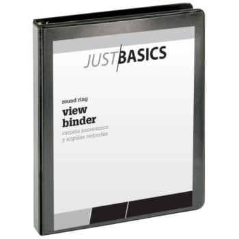 Image for Just Basics Basic Round-Ring View Binder, 1" Rings, 32% Recycled, Black from HD Supply