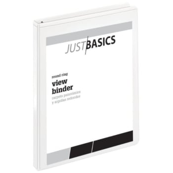 Image for Just Basics Basic Round-Ring View Binder, 1/2" Rings, 32% Recycled, White from HD Supply