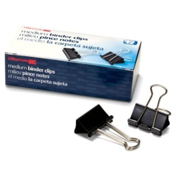 Image for Oic® Officemate Binder Clips, Medium, 1 1/4", Black, Box Of 12 from HD Supply