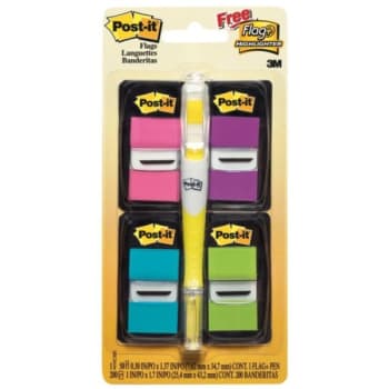 Post-It® Flags, 1 X 1 3/4", Assorted Bright Colors, 50 Flags, Package Of 4