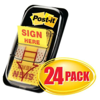 Image for Post-It® Printed Flags, Sign Here, 1 X 1 3/4", Yellow, 50 Flag Pads, Box Of 24 from HD Supply