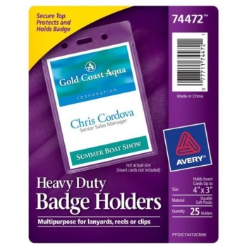 Image for Avery® Badge Holders, Vertical Prepunched, 3 X 4" Badge, Box Of 25 from HD Supply