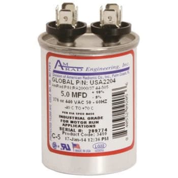 Image for Amrad Engineering Round Usa Made Motor Run Capacitor 5 Mfd, 370/440 Vac from HD Supply