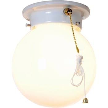 Image for Royal Cove Globe 6" 1-Light Ceiling Fixture With Pull Chain White from HD Supply