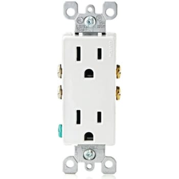 Image for Leviton Decora 15 Amp Residential Grade Grounding Duplex Outlet, White from HD Supply