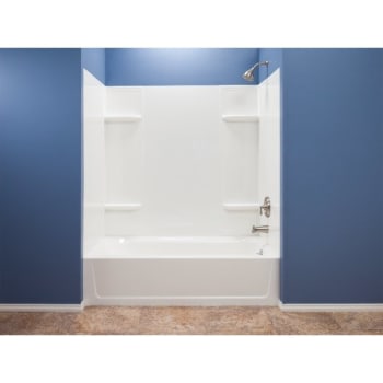 Image for Mustee Durawall 30" X 60" X 58" 5-Piece Easy Up Adhesive Bathtub Surround White from HD Supply