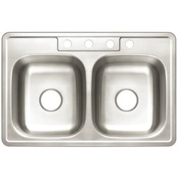 Image for Premier Stainless Steel Kitchen Sink 33" 4-Hole 8" Bowl Drop-In Brush Finish from HD Supply