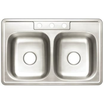 Image for Premier Stainless Steel Kitchen Sink 33" 3-Hole 7" Bowl Drop-In Brush Finish from HD Supply