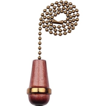Image for Commercial Electric 12" Walnut And Antique Brass Wooden Cone Pull Chain from HD Supply