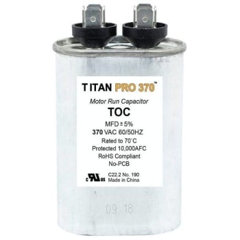Image for Packard Titan Pro Run Capacitor 20 Mfd 370 Volt Oval, Box Of 10 from HD Supply