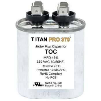 Image for Packard Titan Pro Run Capacitor 4 Mfd 370 Volt Oval, Box Of 10 from HD Supply