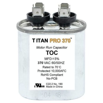 Image for Packard Titan Pro Run Capacitor 7.5 Mfd 370 Volt Oval, Box Of 10 from HD Supply