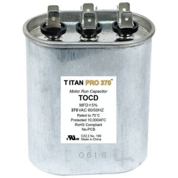 Image for Packard Titan Pro Run Capacitor 15+5 Mfd 370 Volt Oval, Box Of 5 from HD Supply
