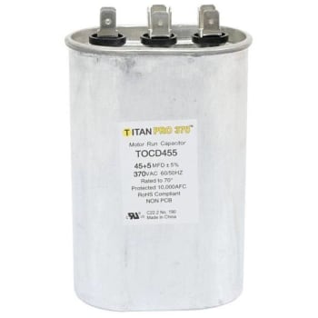 Image for Packard Titan Pro Run Capacitor 45+5 Mfd 370 Volt Oval, Box Of 5 from HD Supply