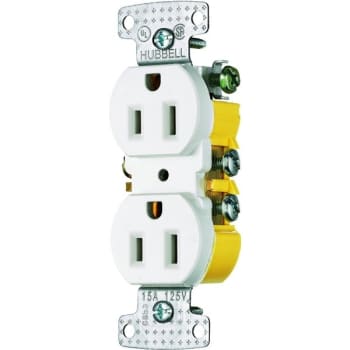 Image for Hubbell Wiring 15-Amp Push Terminal Duplex Outlet, White from HD Supply