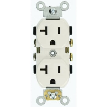 Image for Leviton 20 Amp 125v Narrow Duplex Outlet Straight Blade Self Grounding, White from HD Supply