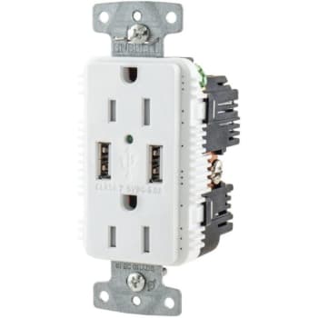Image for Hubbell Wiring 15 Amp Tamper Resistant Usb Charge Duplex Receptacle Outlet White from HD Supply