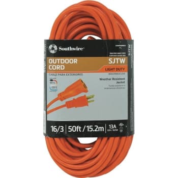 Southwire 50 Ft. 16/3 Sjtw Outdoor Light-Duty Extension Cord