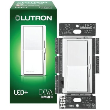 Image for Lutron Diva Led+ Dimmer Switch For Dimmable Bulbs, Single Pole Or 3 Way, White from HD Supply