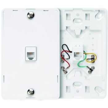 Image for Leviton 6-Position 4-Conductors Screw Terminals Telephone Wall Jack In White from HD Supply